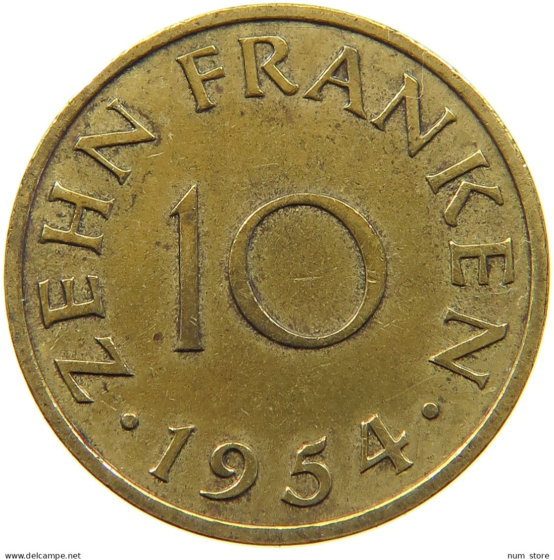 GERMANY WEST 10 FRANKEN 1954 SAARLAND #a021 0175 - 10 Francos