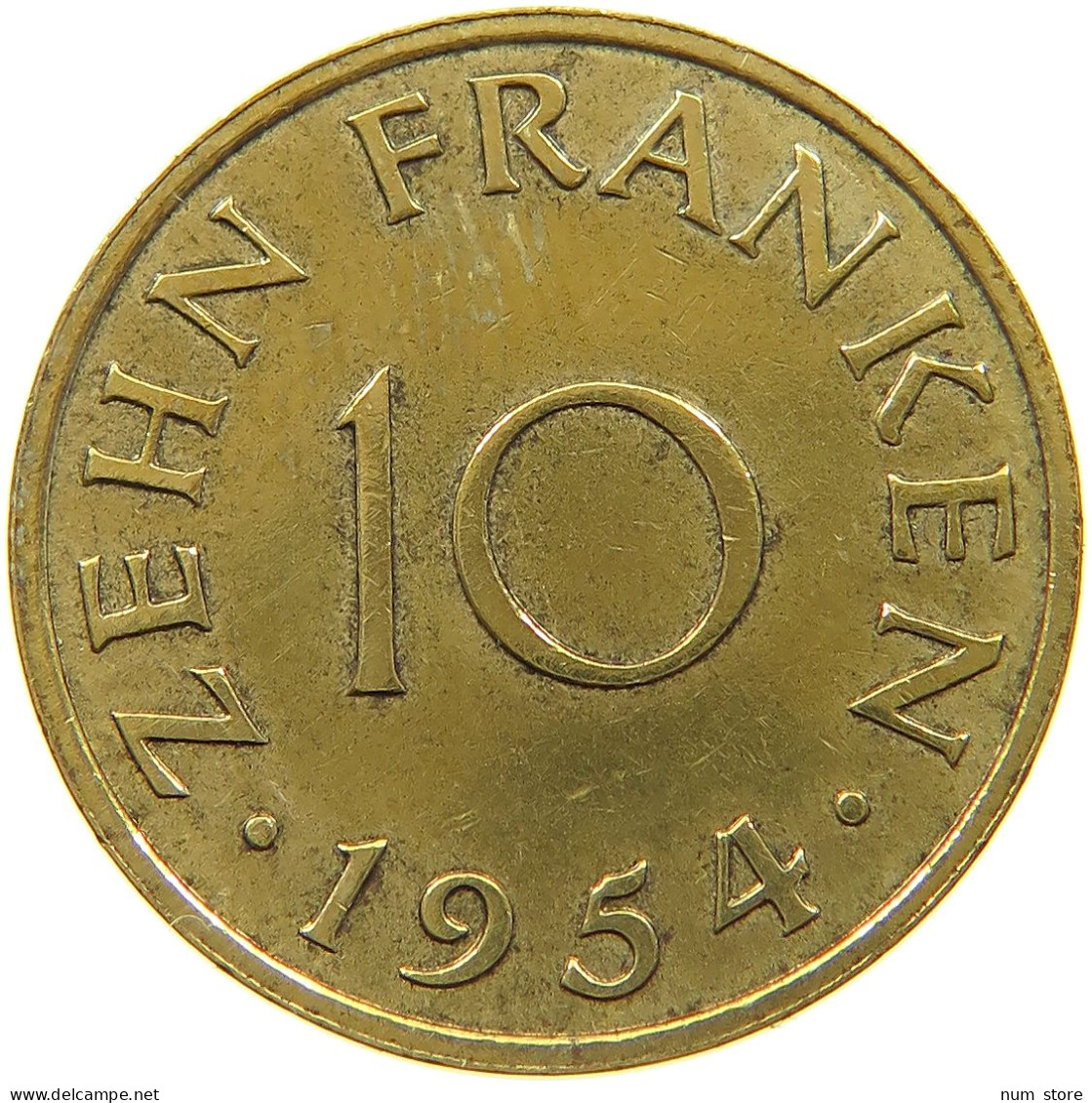 GERMANY WEST 10 FRANKEN 1954 SAARLAND #a021 0153 - 10 Franchi