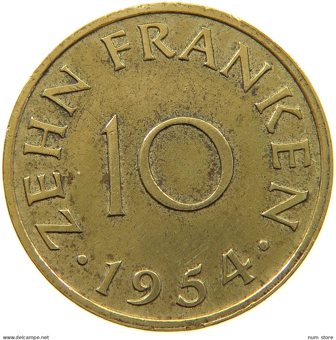 GERMANY WEST 10 FRANKEN 1954 SAARLAND #a021 0159 - 10 Franken