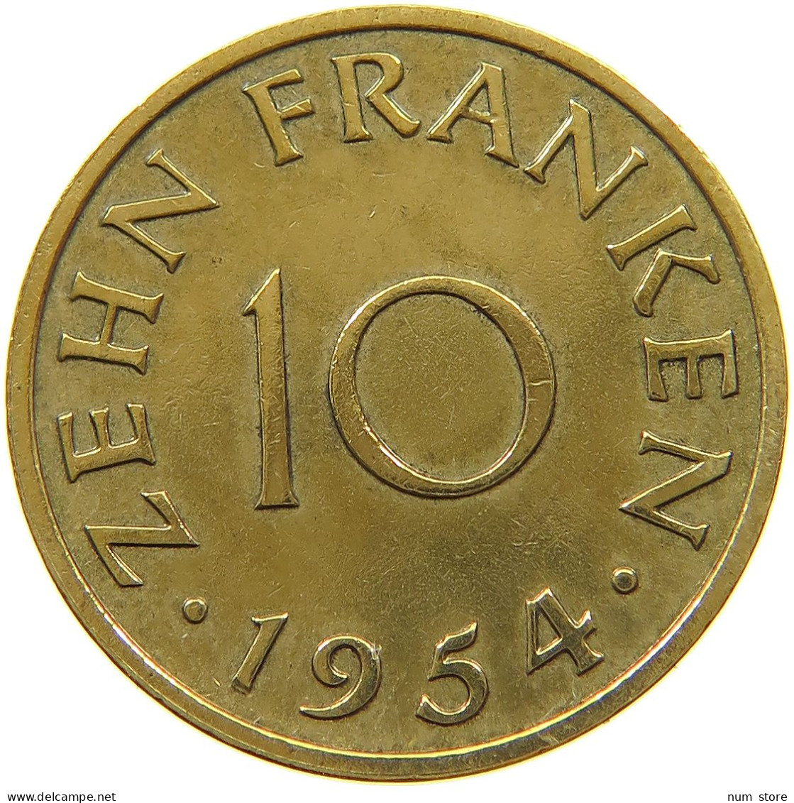 GERMANY WEST 10 FRANKEN 1954 SAARLAND #a021 0143 - 10 Francos