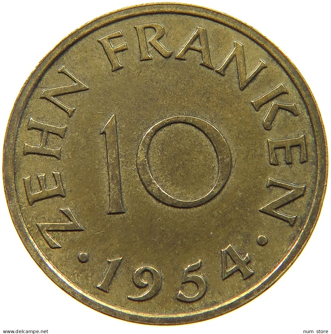 GERMANY WEST 10 FRANKEN 1954 SAARLAND #a021 0139 - 10 Franken