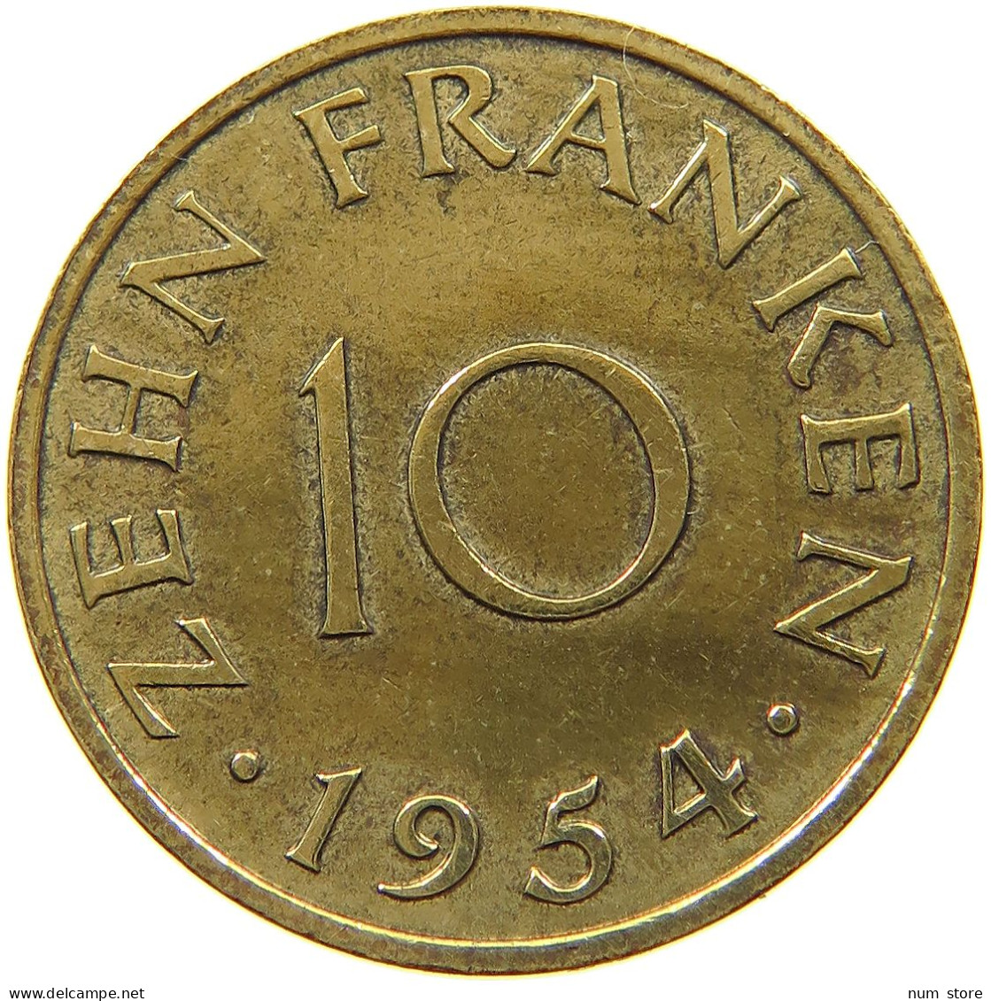 GERMANY WEST 10 FRANKEN 1954 SAARLAND #a021 0141 - 10 Francos