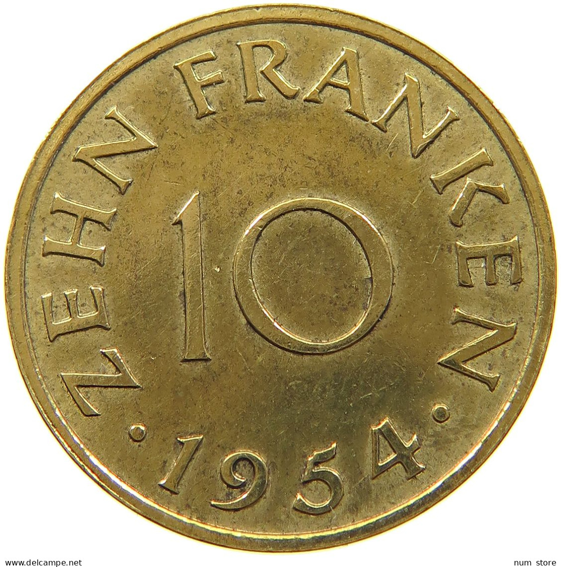 GERMANY WEST 10 FRANKEN 1954 SAARLAND #a021 0147 - 10 Franchi