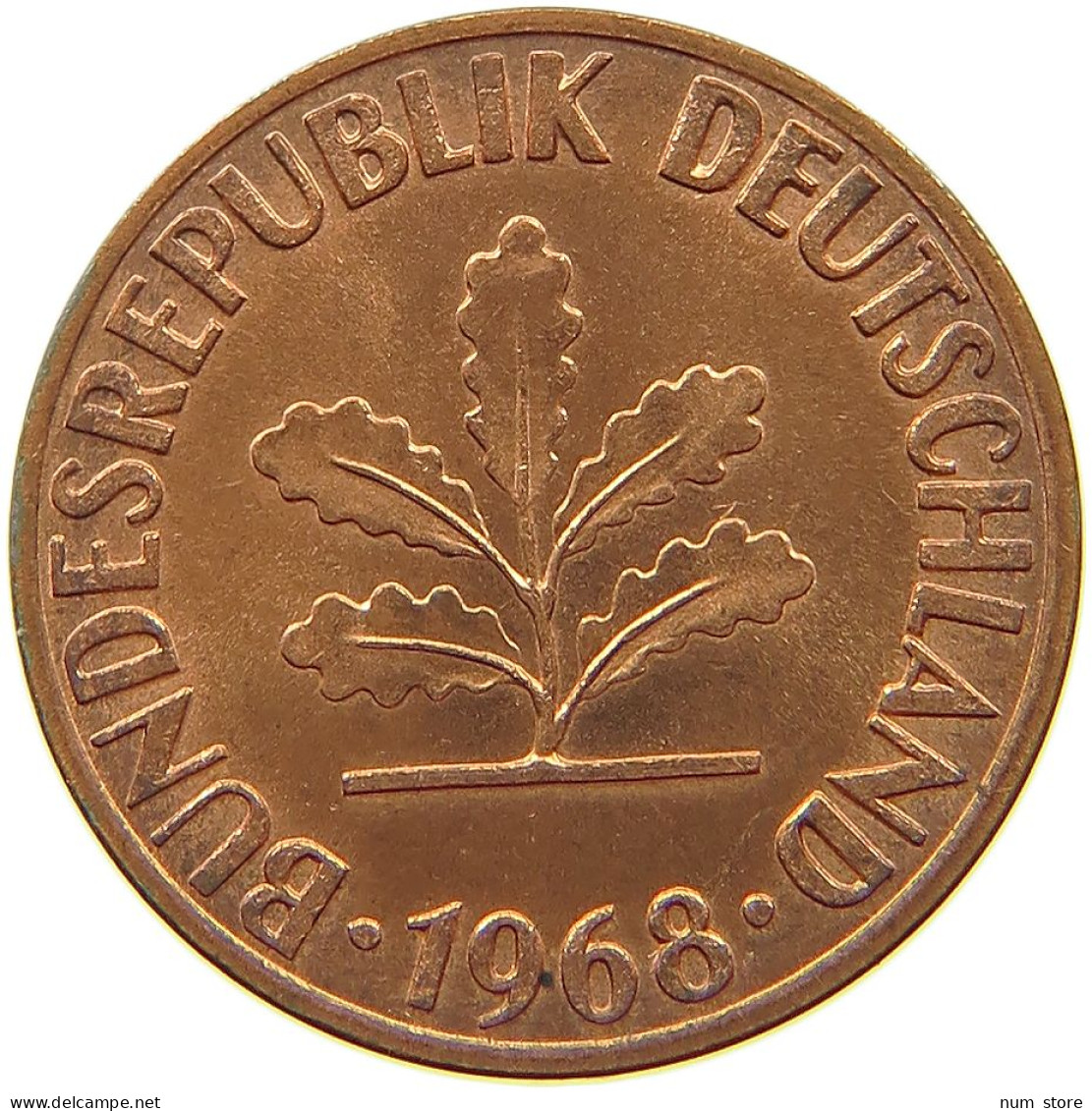 GERMANY WEST 1 PFENNIG 1968 D #s068 0513 - 1 Pfennig