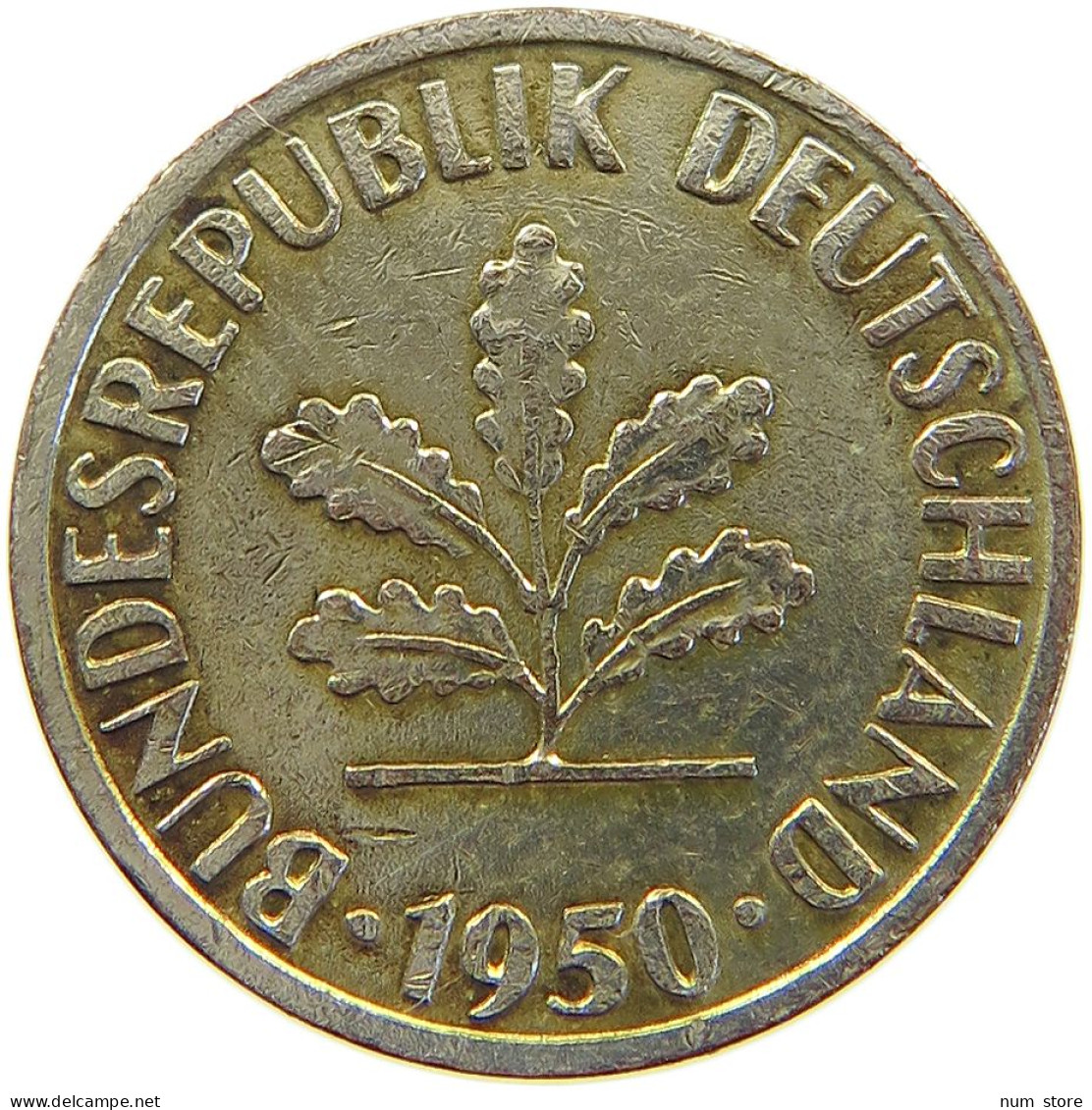 GERMANY WEST 1 PFENNIG 1950 J GOLD PLATED #a064 0615 - 1 Pfennig