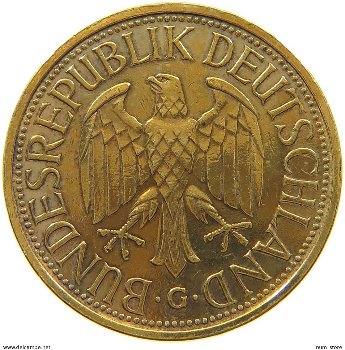 GERMANY WEST 1 MARK 1986 G GOLD PLATED #a074 0163 - 1 Marco