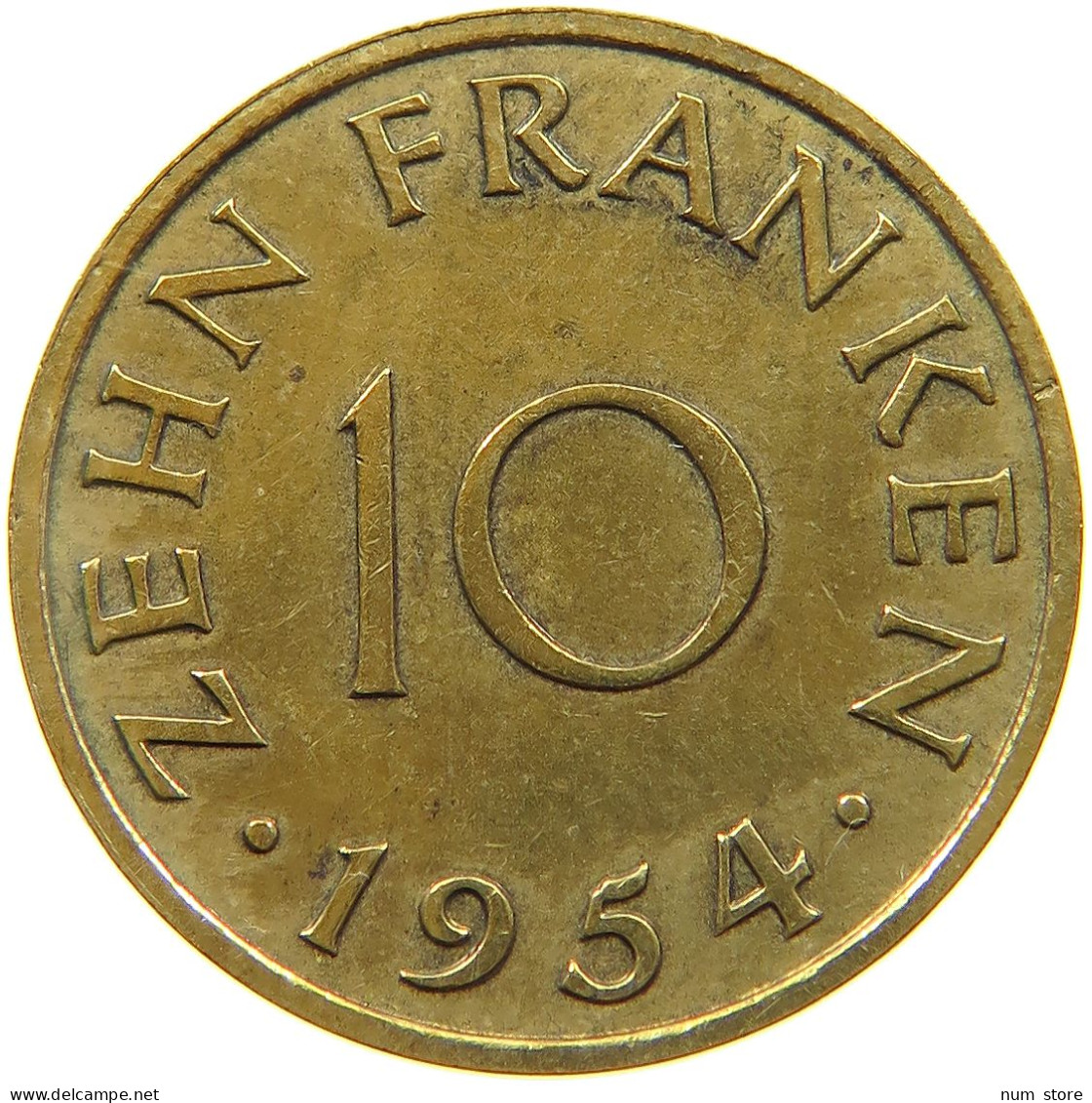 GERMANY WEST 10 FRANKEN 1954 SAARLAND #a021 0163 - 10 Franchi