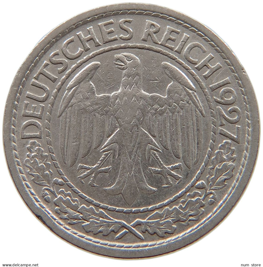 GERMANY WEIMAR 50 PFENNIG 1927 A #a087 0007 - 50 Rentenpfennig & 50 Reichspfennig