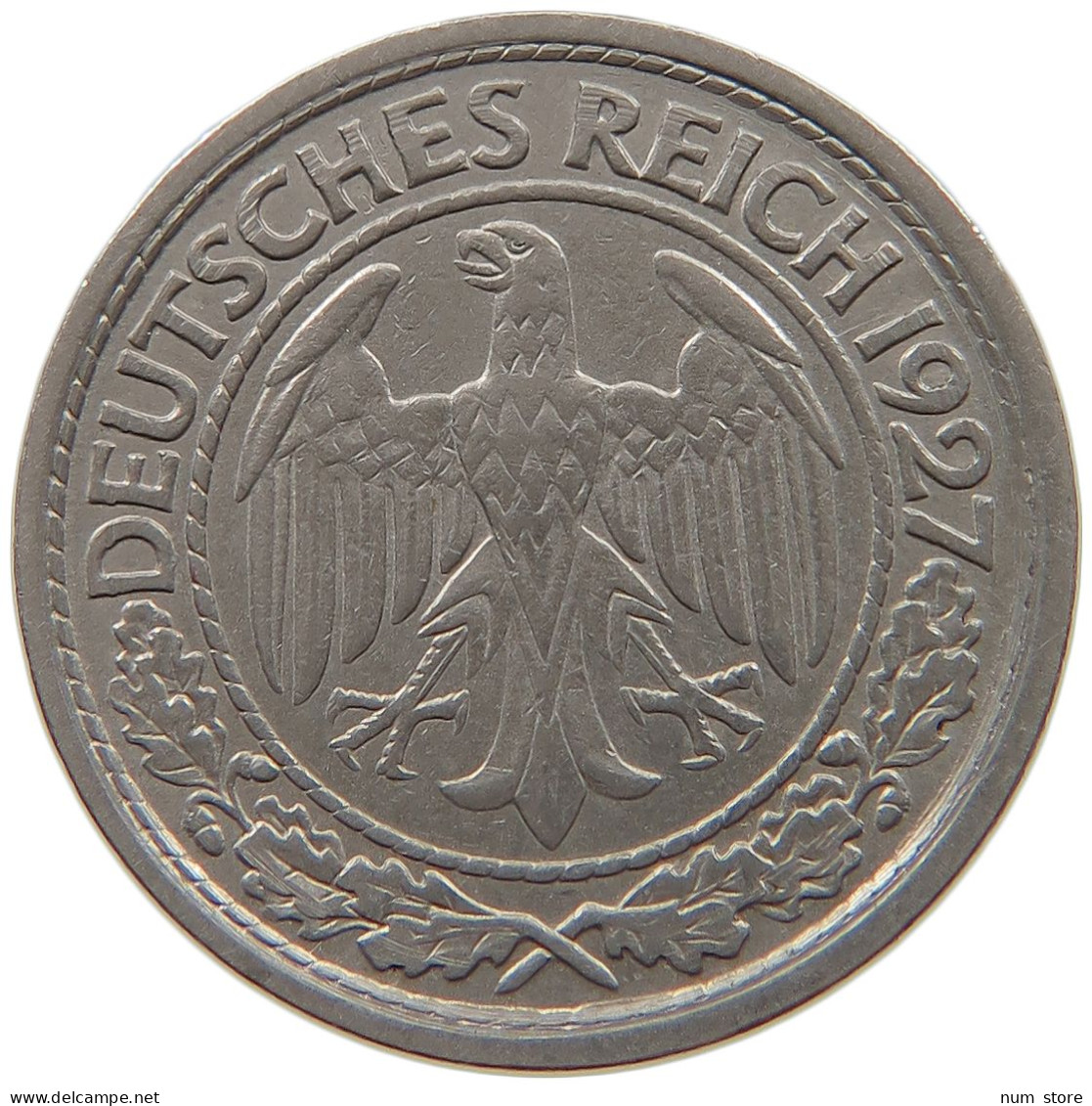 GERMANY WEIMAR 50 PFENNIG 1927 A #a055 0717 - 50 Rentenpfennig & 50 Reichspfennig