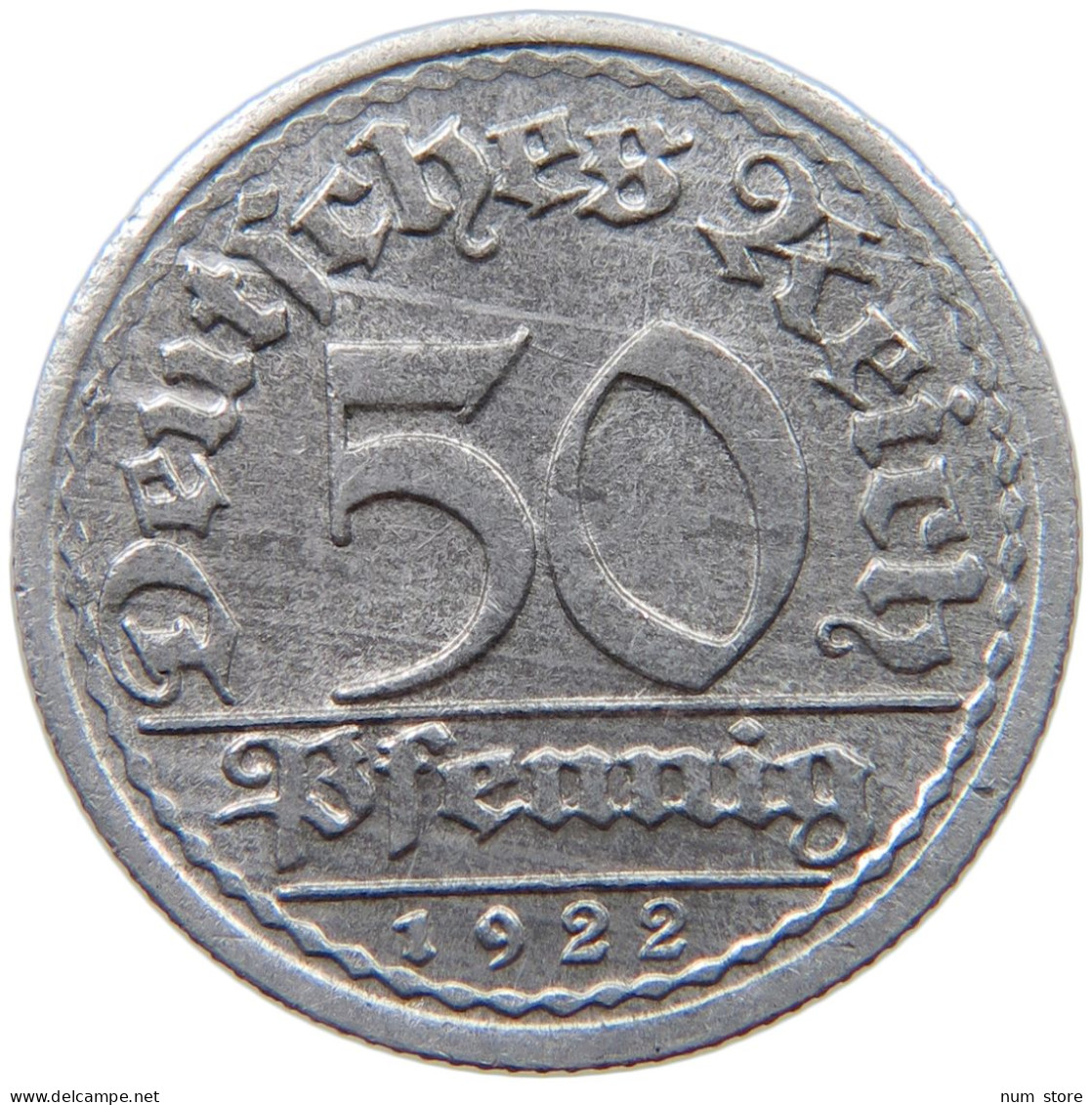GERMANY WEIMAR 50 PFENNIG 1922 F TOP #a053 0551 - 50 Rentenpfennig & 50 Reichspfennig