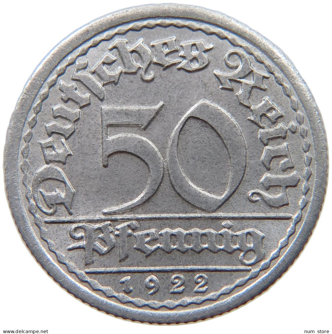 GERMANY WEIMAR 50 PFENNIG 1922 F TOP #a053 0529 - 50 Rentenpfennig & 50 Reichspfennig