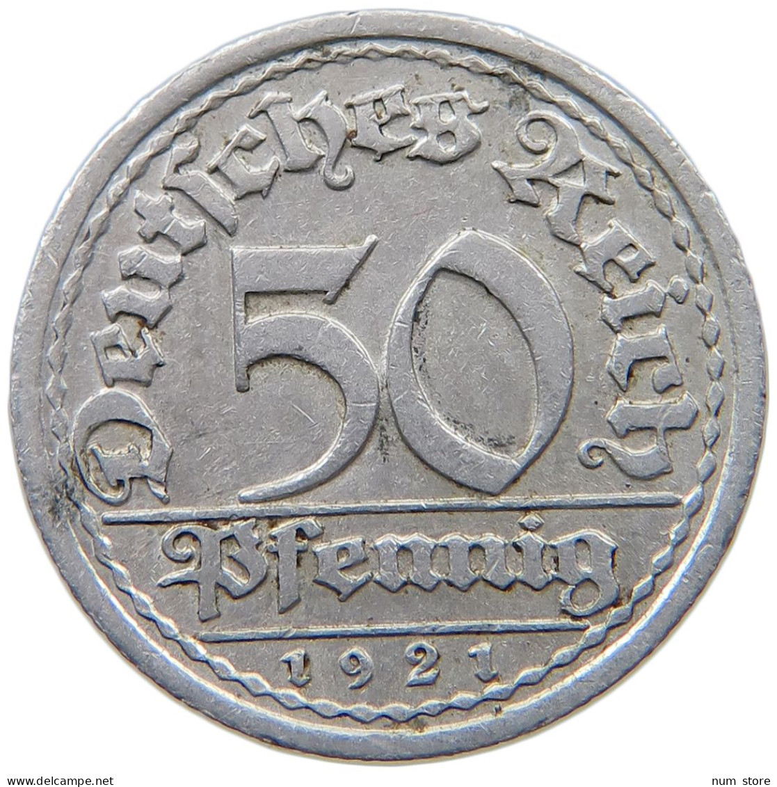 GERMANY WEIMAR 50 PFENNIG 1921 J #a036 0537 - 50 Rentenpfennig & 50 Reichspfennig