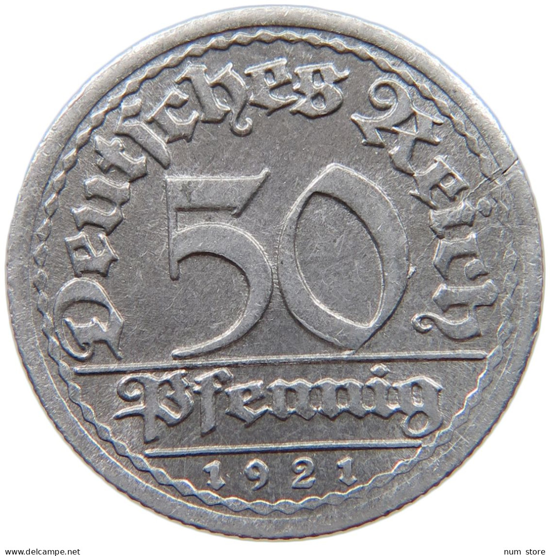 GERMANY WEIMAR 50 PFENNIG 1921 F #a053 0525 - 50 Rentenpfennig & 50 Reichspfennig