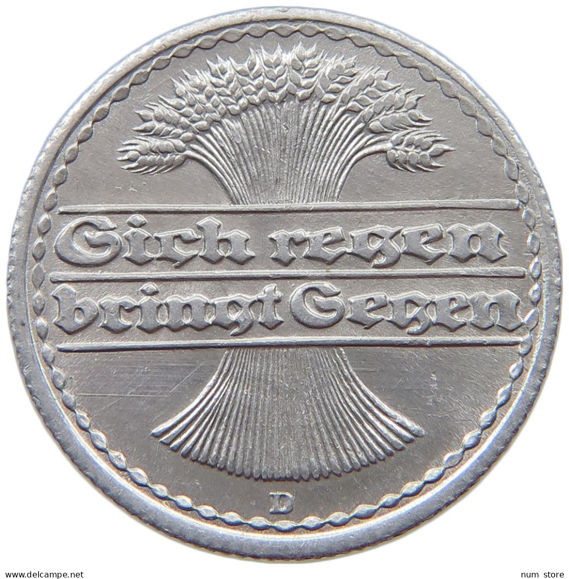 GERMANY WEIMAR 50 PFENNIG 1921 D #s074 0101 - 50 Rentenpfennig & 50 Reichspfennig