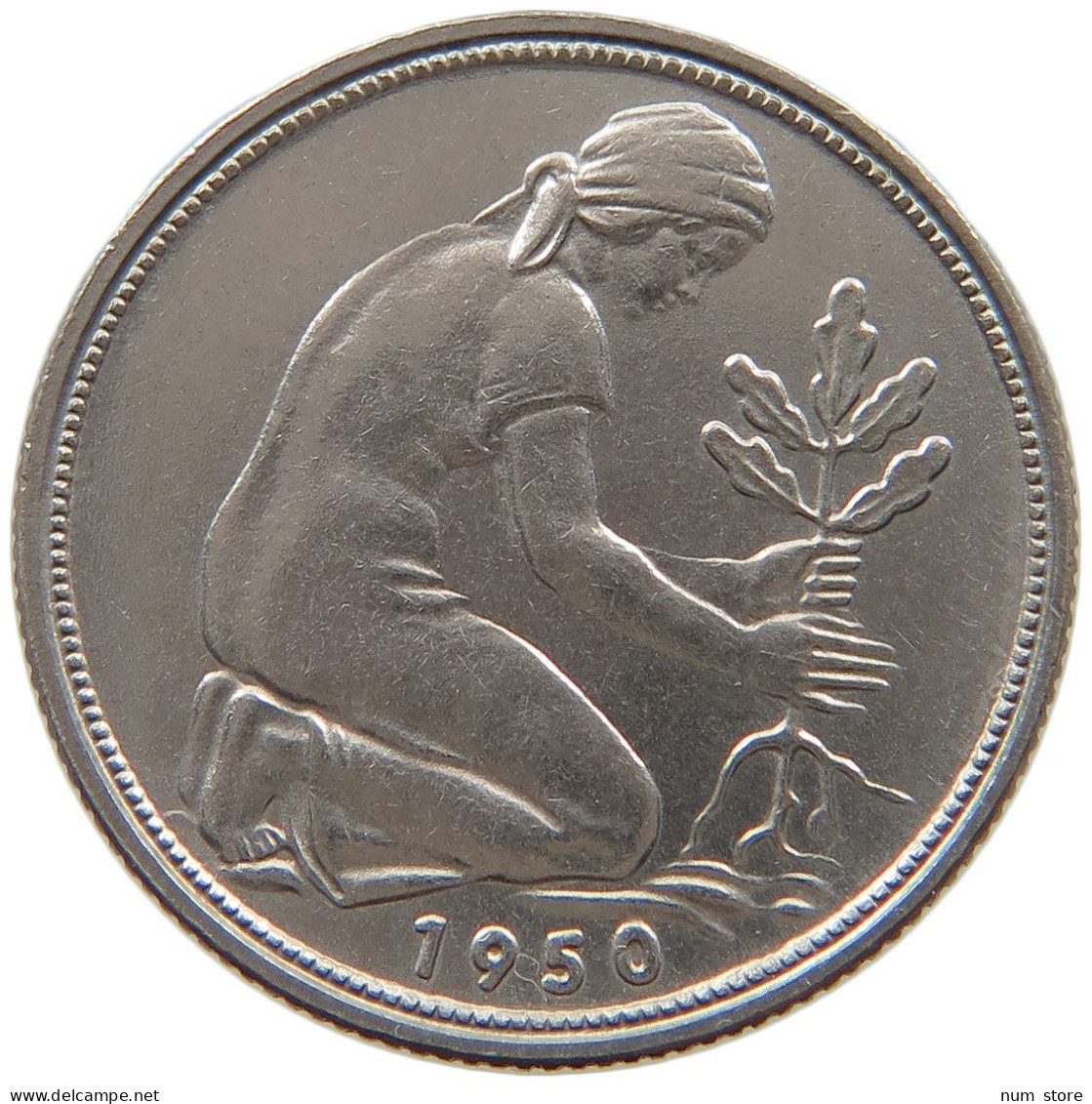 GERMANY WEST 50 PFENNIG 1950 J #a061 0731 - 50 Pfennig