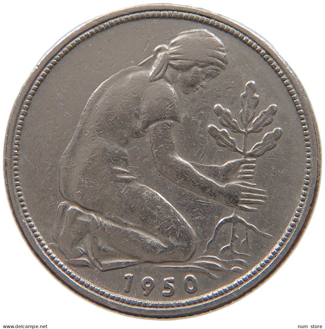 GERMANY WEST 50 PFENNIG 1950 J #a072 0691 - 50 Pfennig