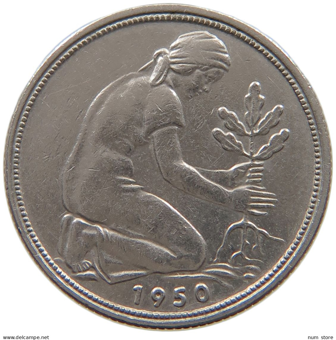 GERMANY WEST 50 PFENNIG 1950 J #a072 0687 - 50 Pfennig