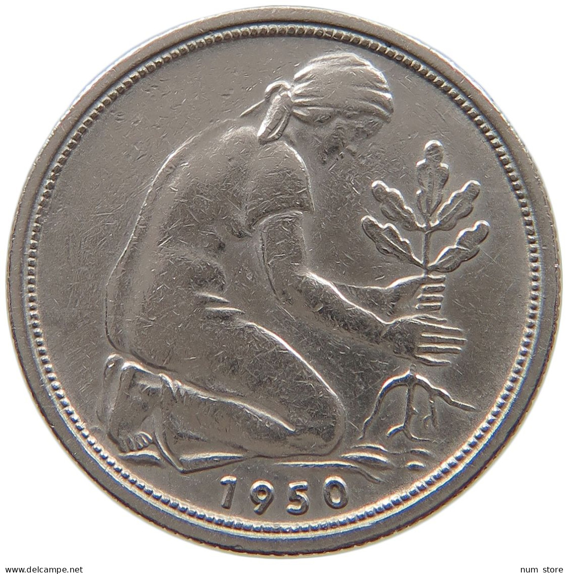 GERMANY WEST 50 PFENNIG 1950 F #a061 0623 - 50 Pfennig