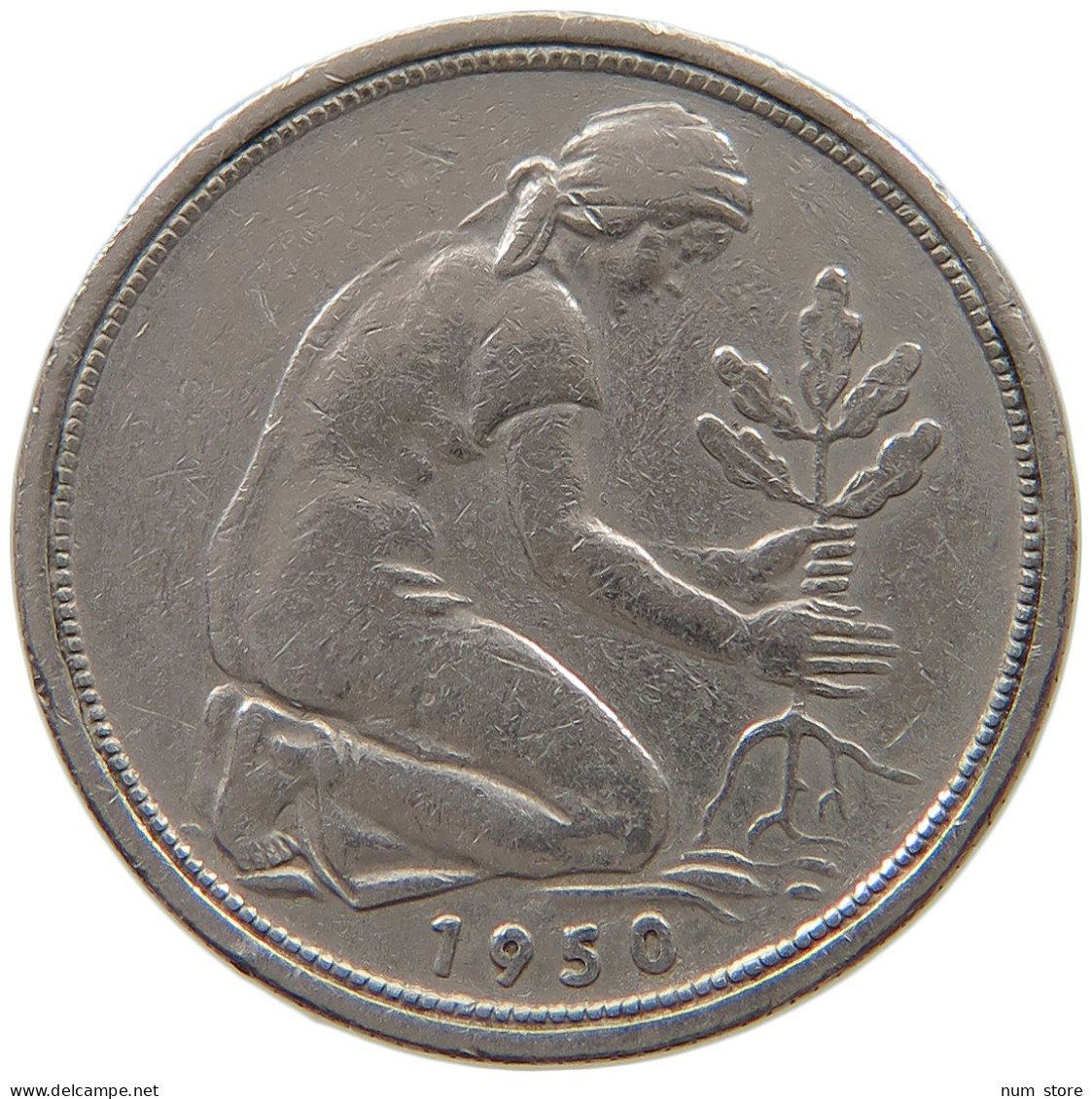 GERMANY WEST 50 PFENNIG 1950 F #a046 0571 - 50 Pfennig