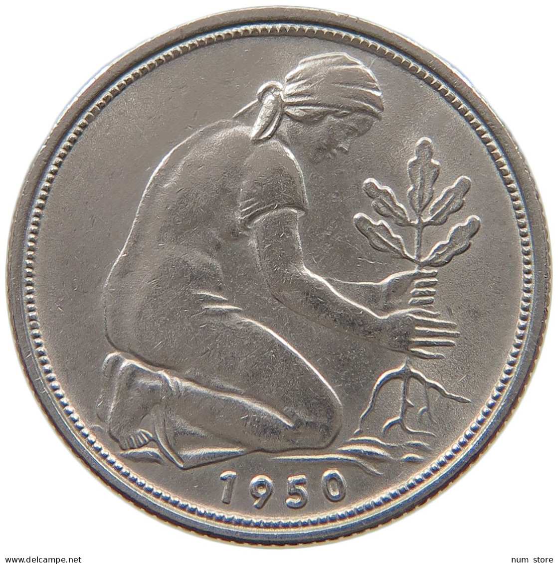 GERMANY WEST 50 PFENNIG 1950 F #a046 0575 - 50 Pfennig
