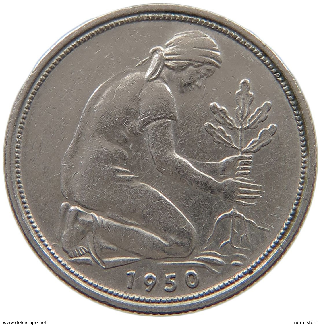 GERMANY WEST 50 PFENNIG 1950 D #a048 0069 - 50 Pfennig