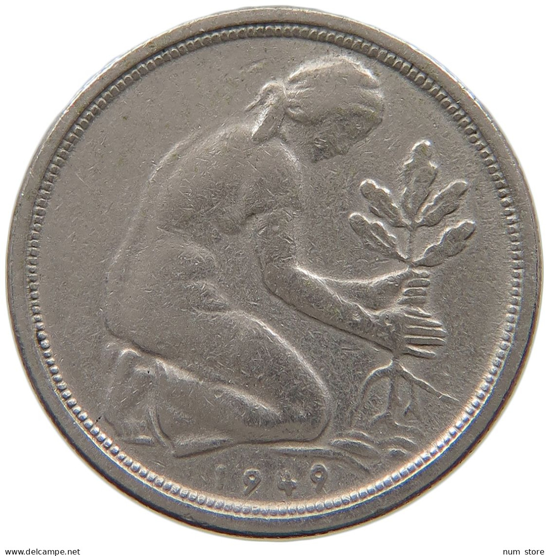 GERMANY WEST 50 PFENNIG 1949 J #a072 0689 - 50 Pfennig