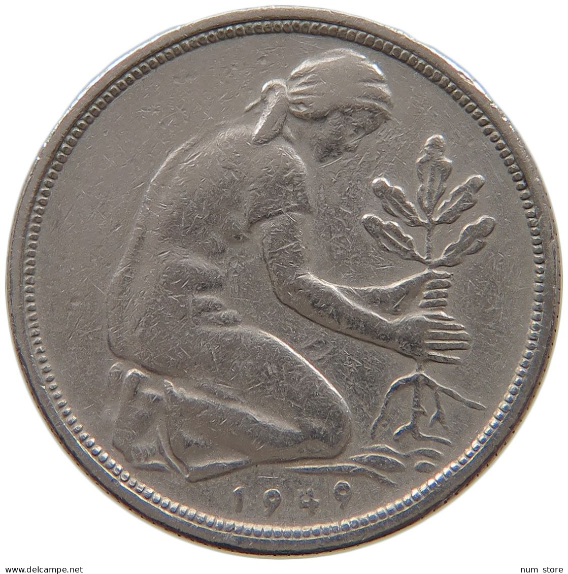 GERMANY WEST 50 PFENNIG 1949 F #a072 0657 - 50 Pfennig