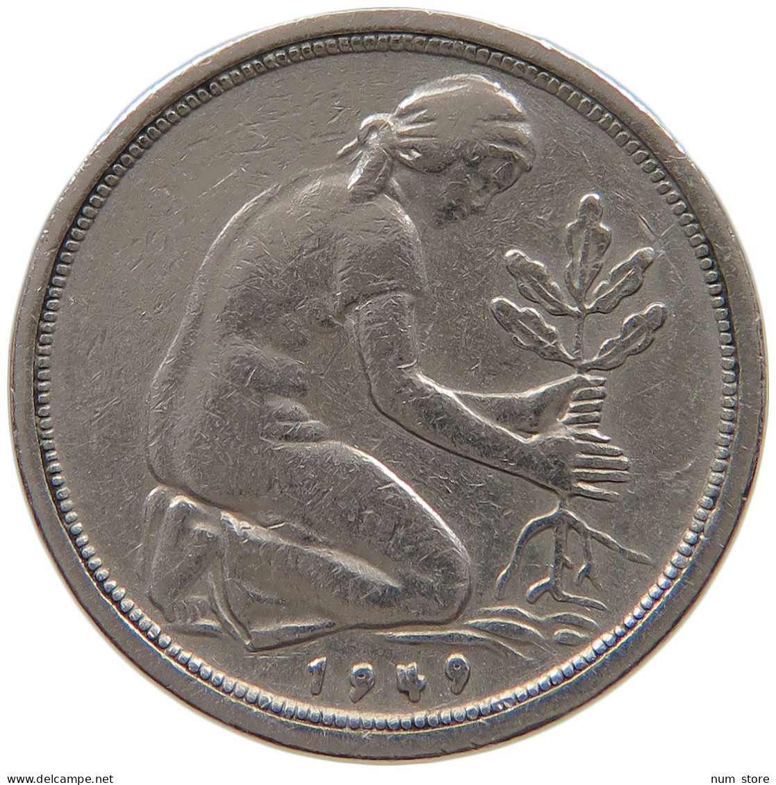 GERMANY WEST 50 PFENNIG 1949 D #a072 0701 - 50 Pfennig