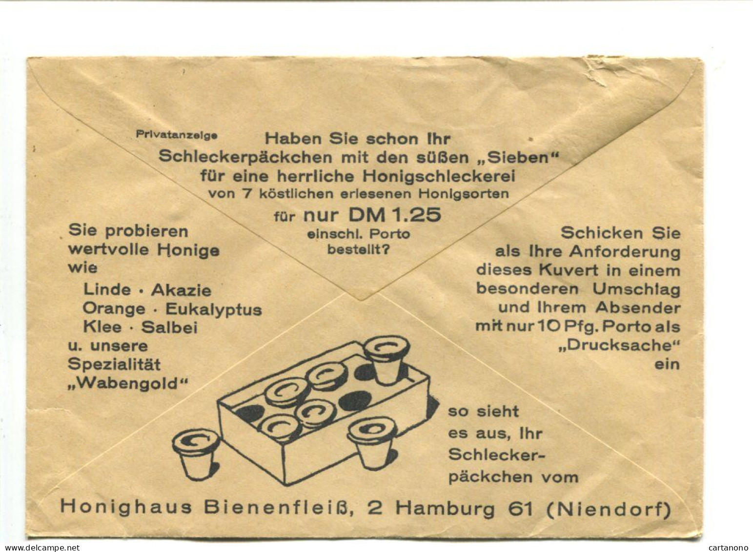 ABEILLE MIEL - Enveloppe Publicitaire Des Chèques Postaux Allemands - Honingbijen