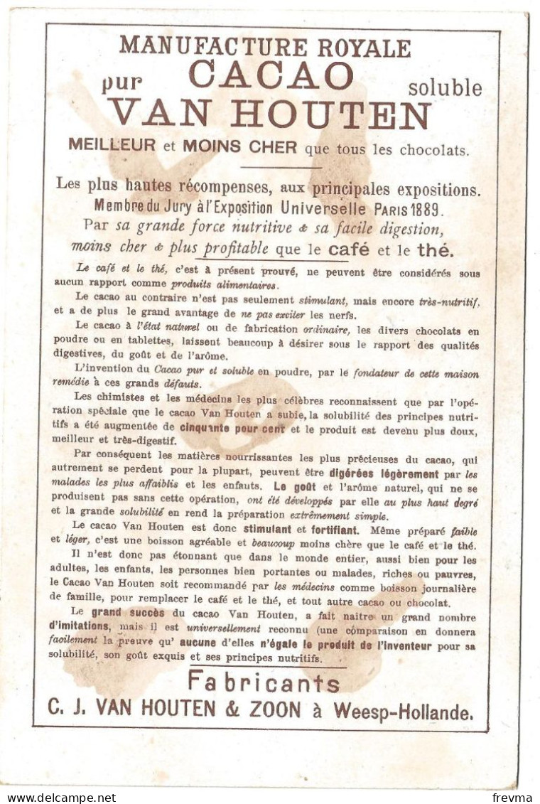 Chromos Publicitaire Chocolat Van Houten Année 1900 - Van Houten