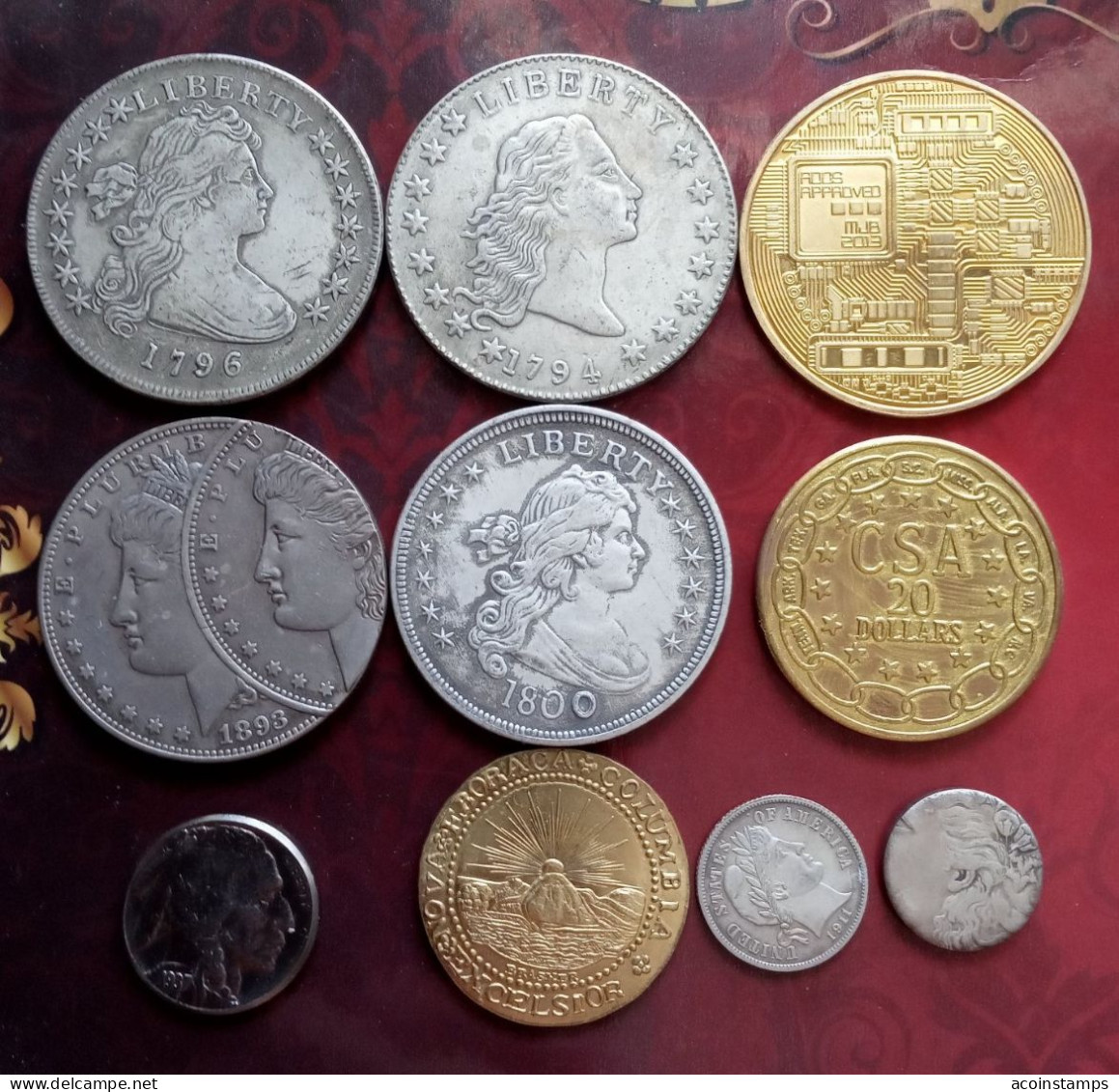 10 Non Original Coins Medals USA Non Silver & Non Gold 1787 Brasher 1794 1796 1800 1861 1893 - Adel