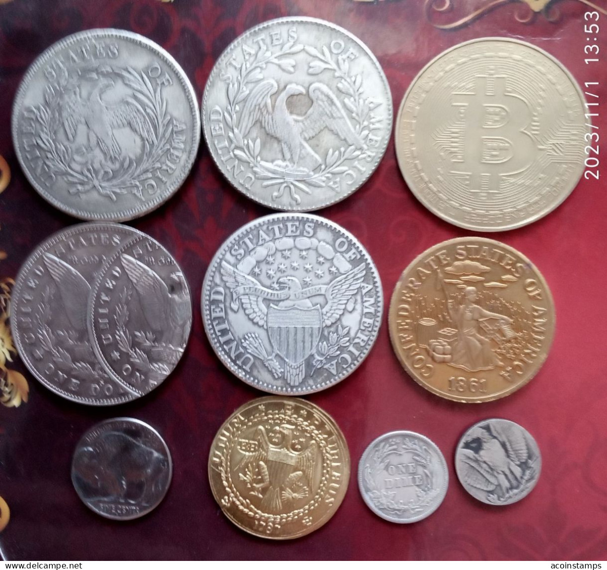 10 Non Original Coins Medals USA Non Silver & Non Gold 1787 Brasher 1794 1796 1800 1861 1893 - Monarquía/ Nobleza