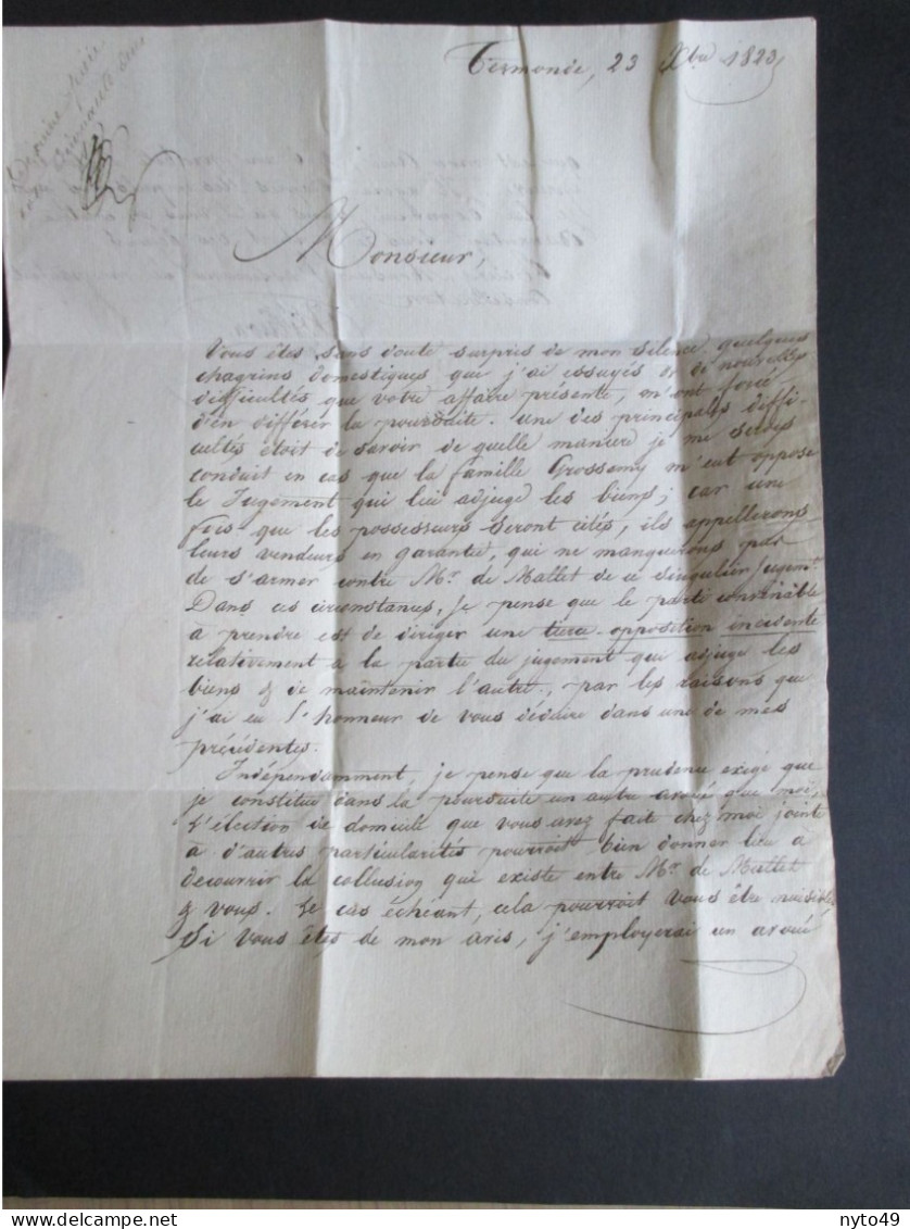 Brief  Verstuurd Uit Dendermonde Naar Parijs Op 23/12/1823 - Pays Bas Par Lille - Grensstempel - Port 11 Deciem - 1830-1849 (Unabhängiges Belgien)