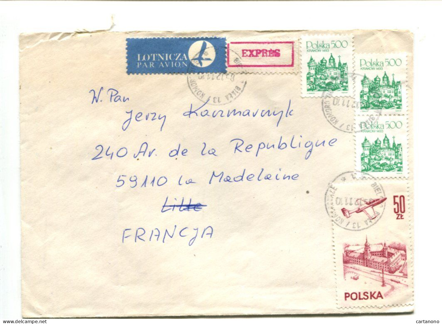 POLOGNE - Affranchissement Sur Lettre EXPRES Pour La France - - Covers & Documents