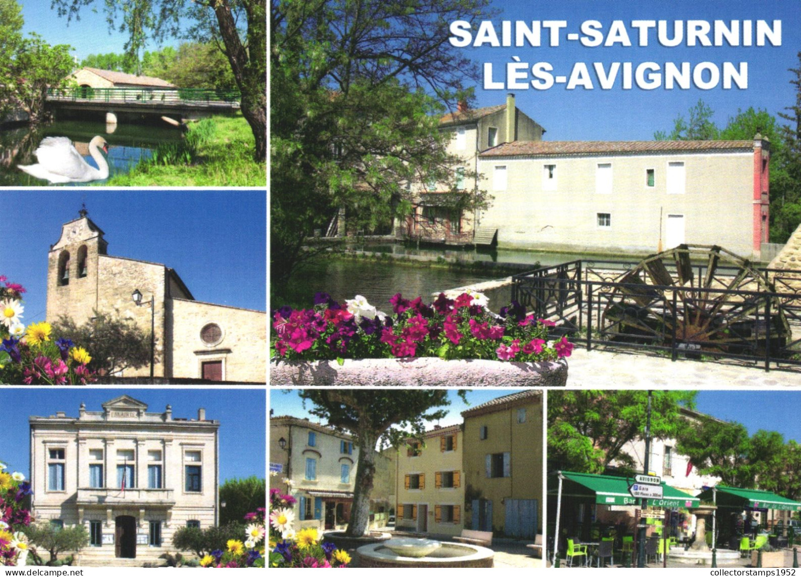 SAINT SATURNIN, ARCHITECTURE, CHURCH, BRIDGE, SWAN, TOWER WITH CLOCK, FOUNTAIN, TERRACE, WATER MILL, FRANCE - Saint-Saturnin