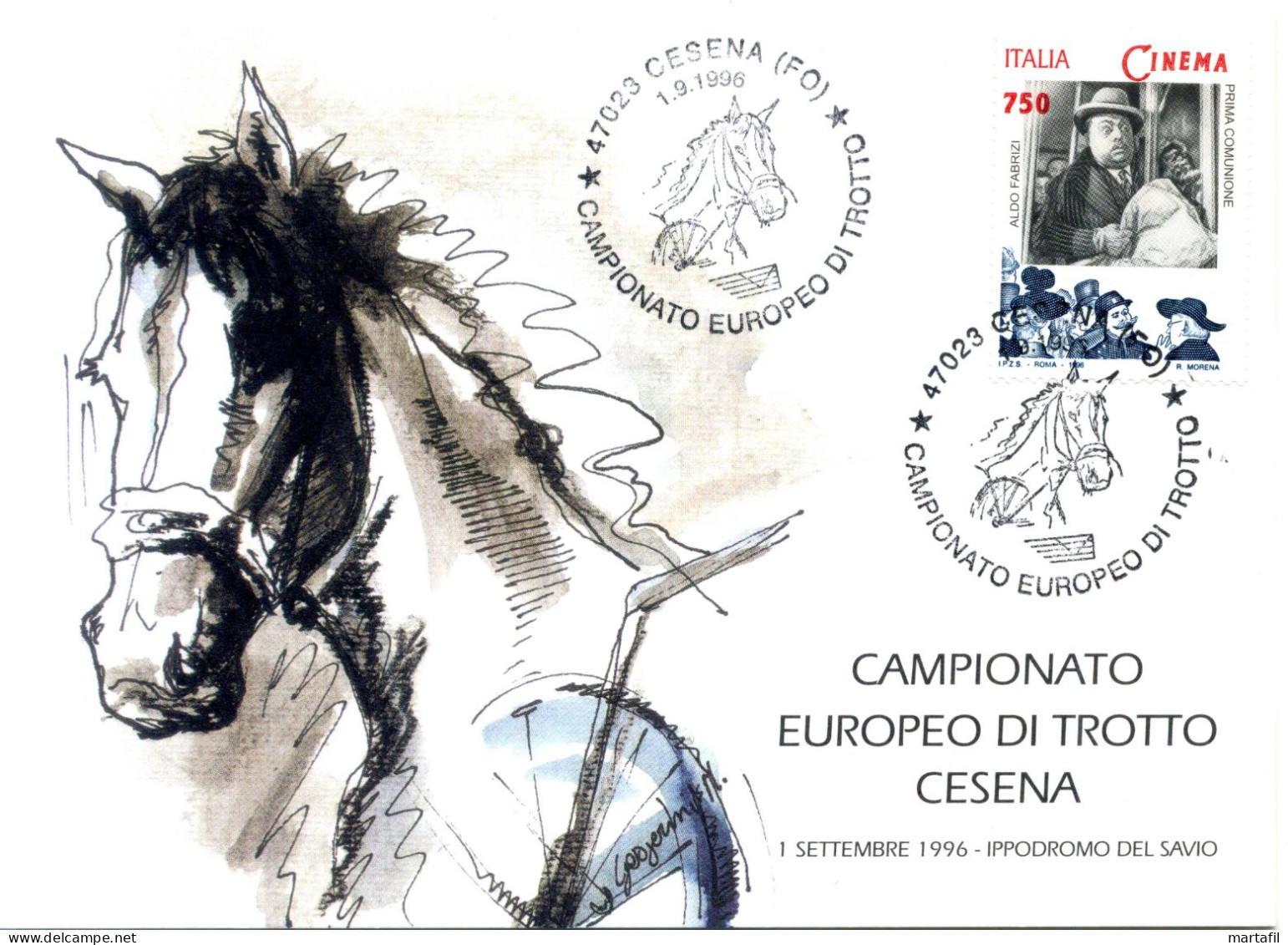 TEMATICA CAVALLI - HORSES - Cartolina, Campionato Europeo Di Trotto, Sport, Cesena - Pferde