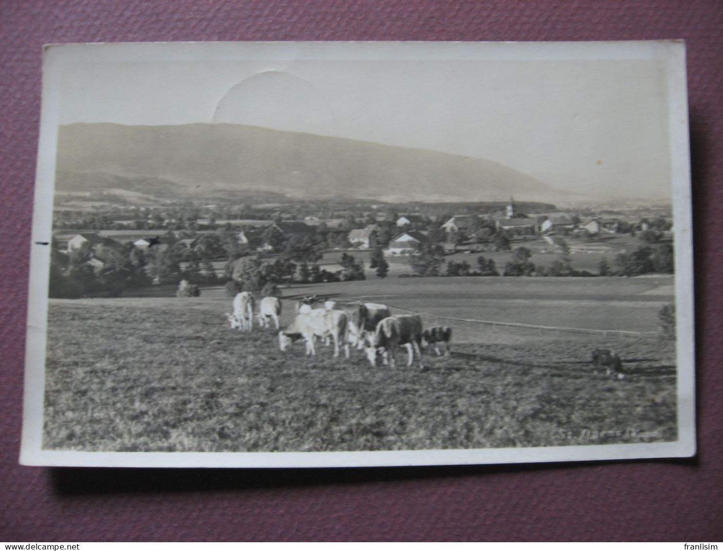 CPA PHOTO SUISSE Canton DE VAUD ST SAINT OYENS Vue D'Ensemble RARE PLAN ? Timbre Exposition Nationale 1939 - Yens