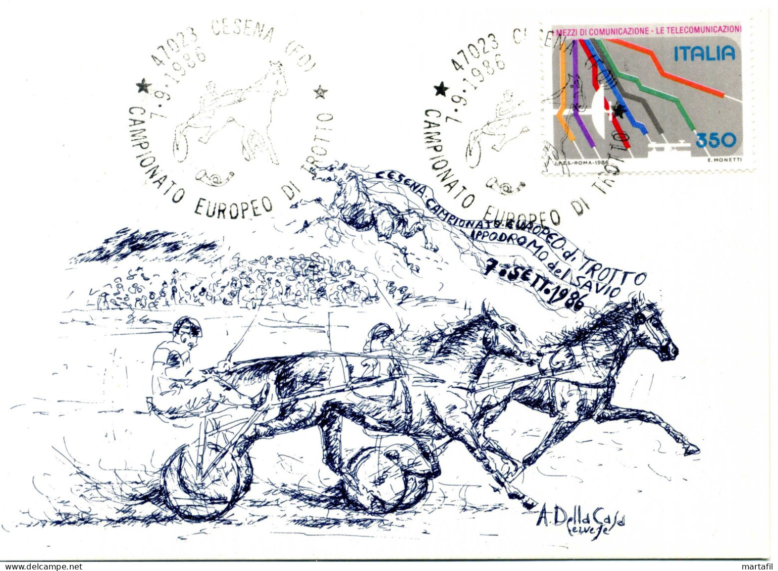 TEMATICA CAVALLI - HORSES - Cartolina, Campionato Europeo Di Trotto, Sport, Cesena - Chevaux