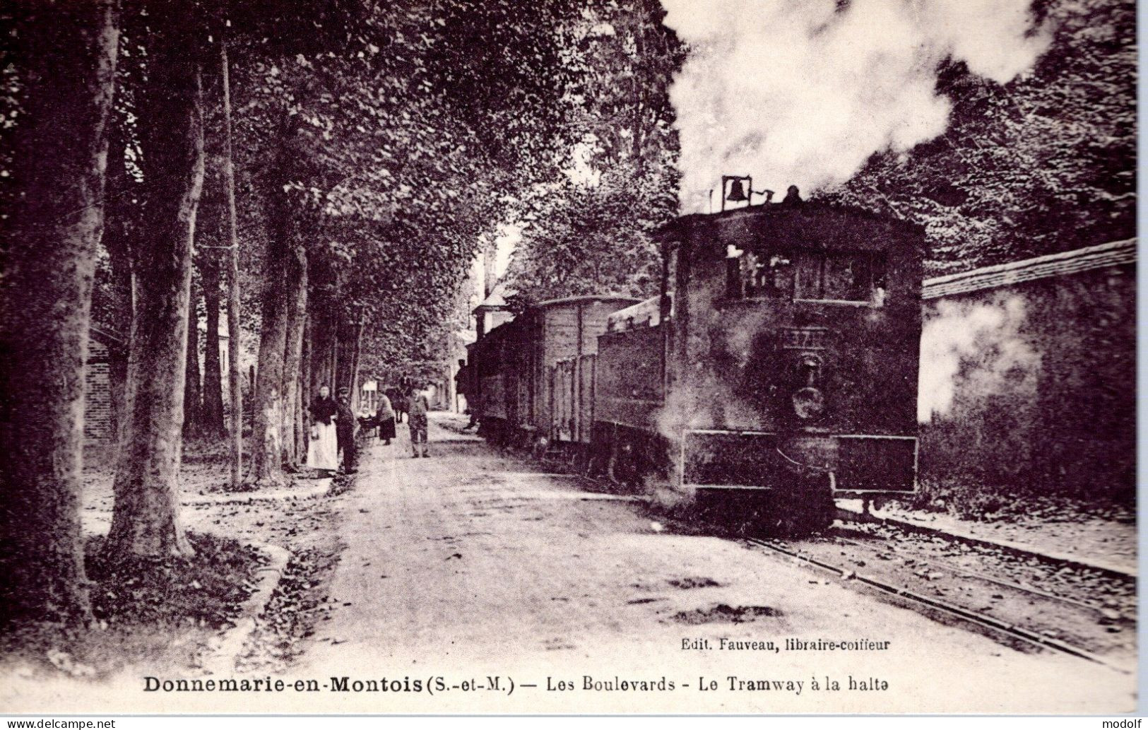 CPA - 77 - Donnemarie-en-Montois - Les Boulevards - Le Tramway à La Halte - Donnemarie Dontilly
