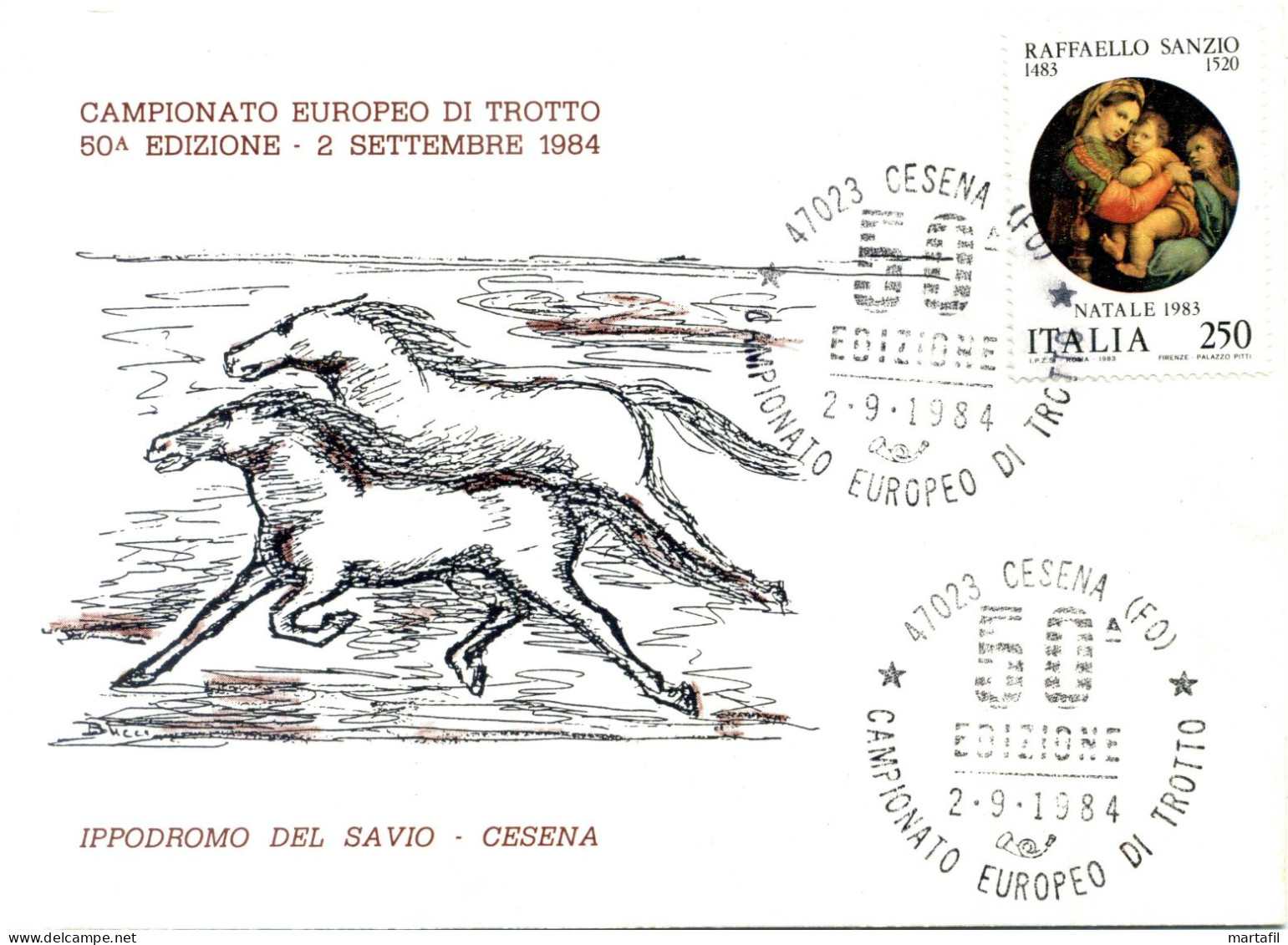 TEMATICA CAVALLI - HORSES - Cartolina, Campionato Europeo Di Trotto, Sport, Cesena - Horses