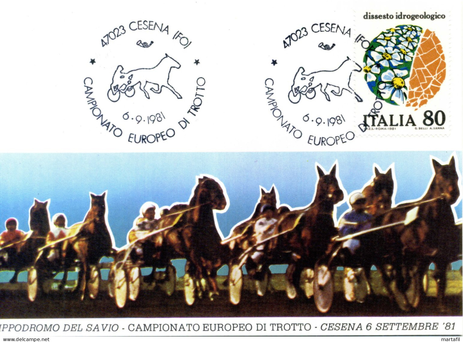 TEMATICA CAVALLI - HORSES - Cartolina, Campionato Europeo Di Trotto, Sport, Cesena - Pferde