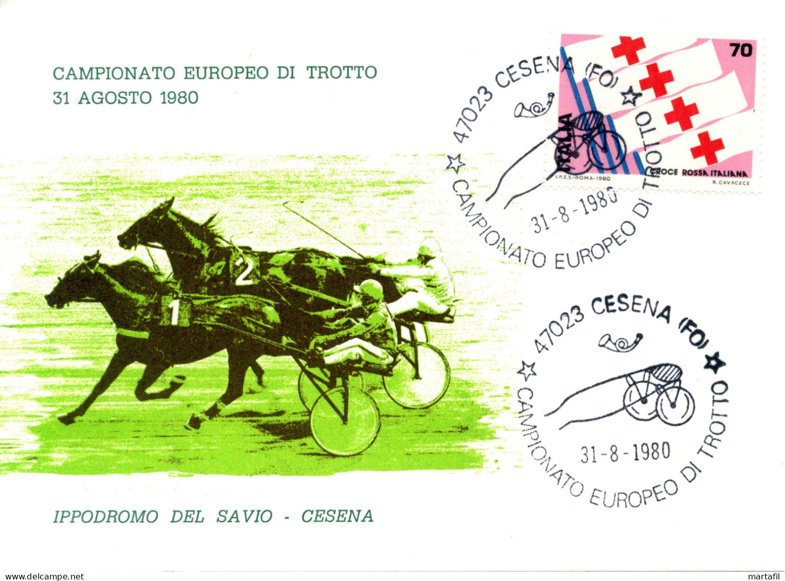 TEMATICA CAVALLI - HORSES - Cartolina, Campionato Europeo Di Trotto, Sport, Cesena - Chevaux