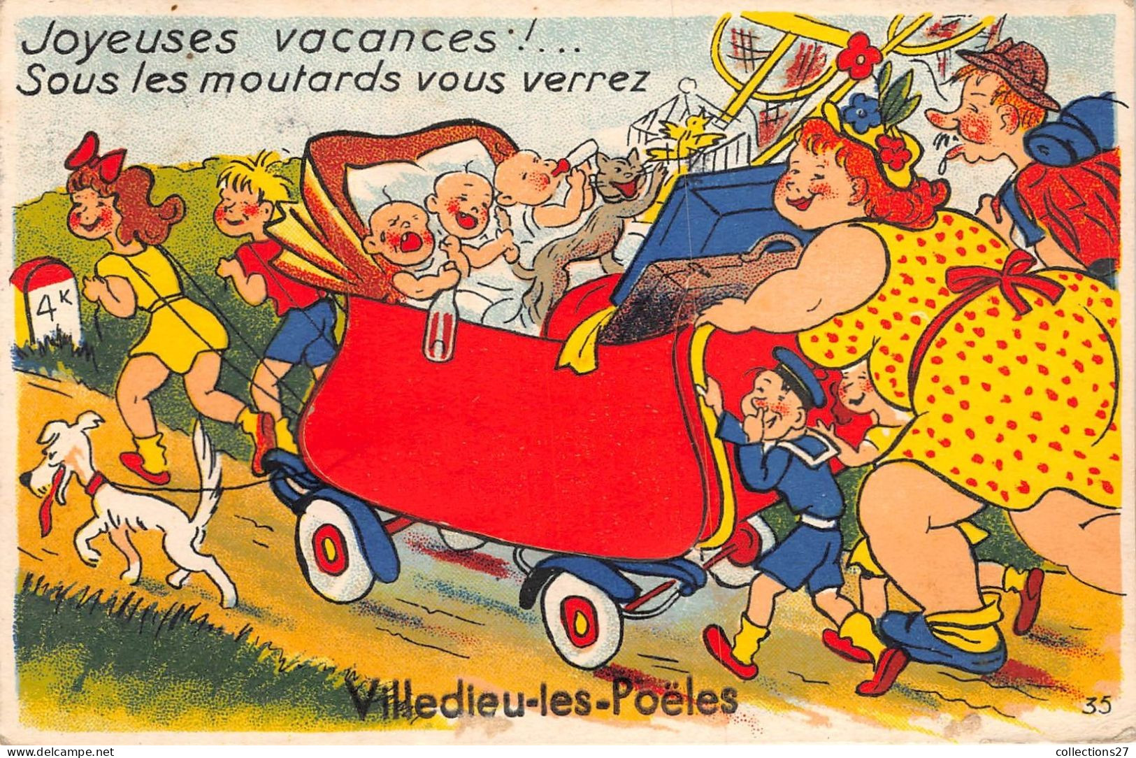 50-VILLEDIEU-LES-POËLES-  CARTE A SYSTEME DEPLIANTE- JOYEUSE VACANCES !  SOUS LES MOUTARDS VOUS VERREZ - Villedieu