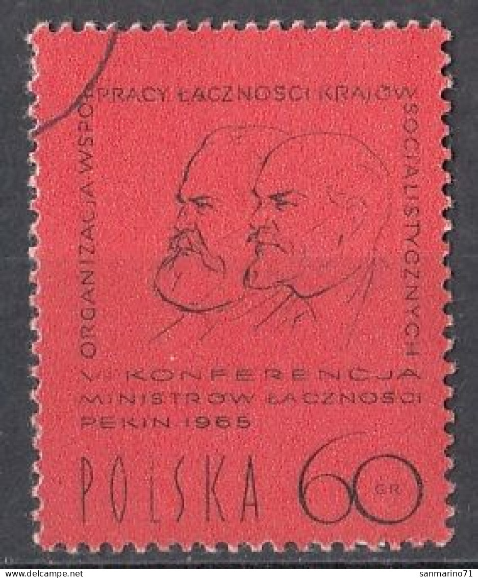 POLAND 1596,used,falc Hinged - Lenin