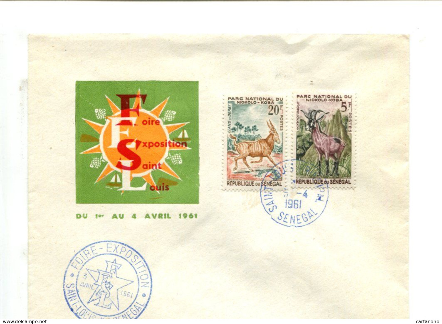 SENEGAL - Affranchissement Sur Lettre Cachet Bleu FOIRE EXPOSITION SAINT LOUIS DU SENEGAL 1961 - Senegal (1960-...)