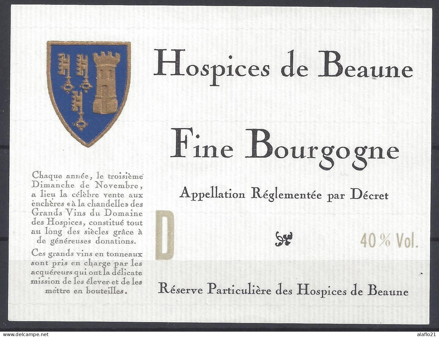 ETIQUETTE - HOSPICES De BEAUNE - FINE BOURGOGNE - Bourgogne