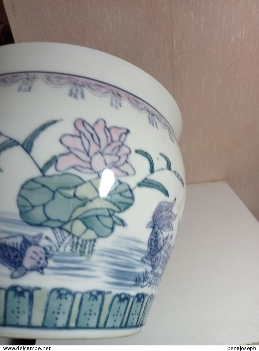 vase boule ancien en porcelaine asiatique diamètre 21 cm