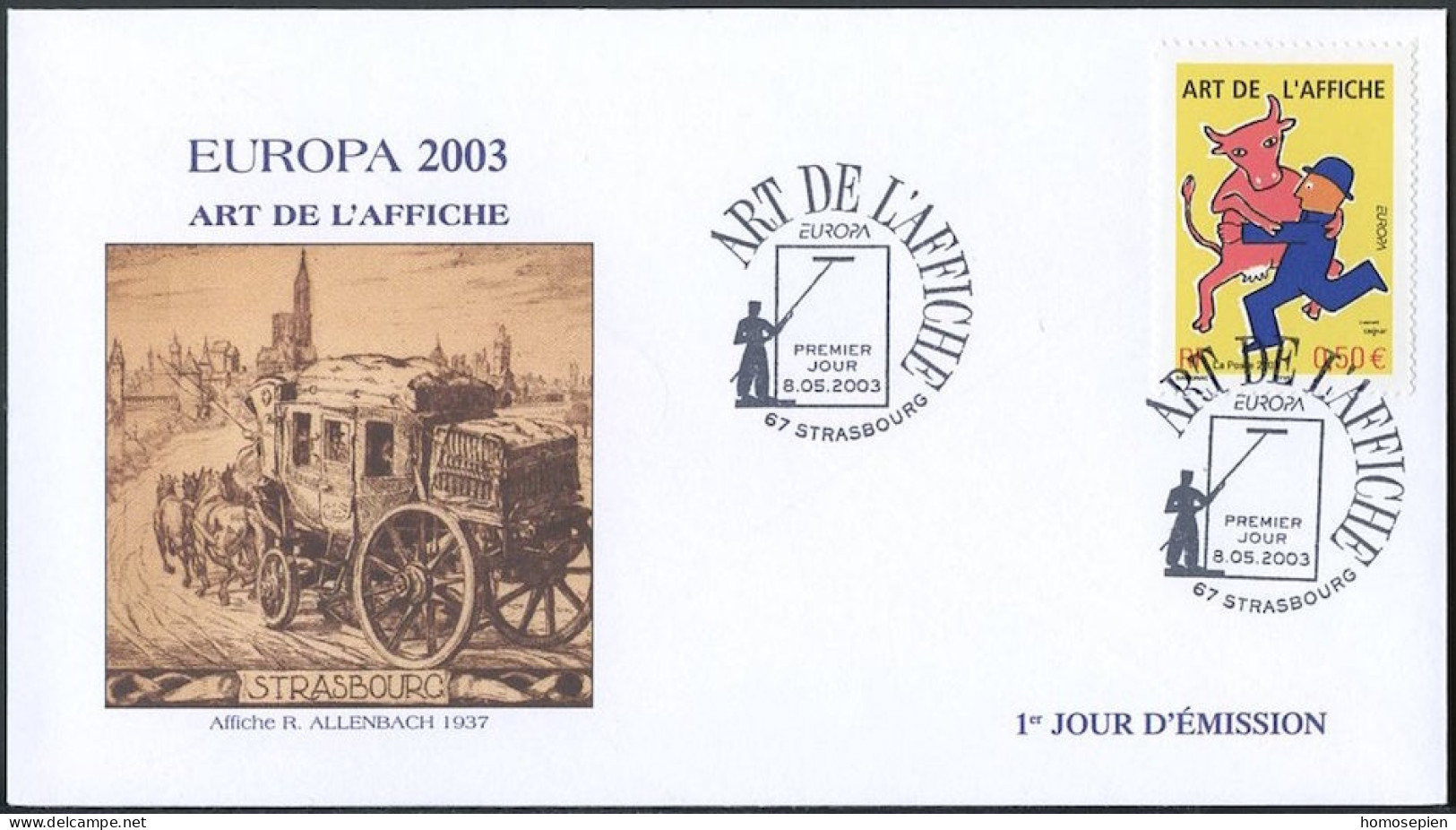 Europa CEPT 2003 France - Frankreich FDC3 Y&T N°3556 - Michel N°MK3694 - 0,50€ EUROPA - 2003