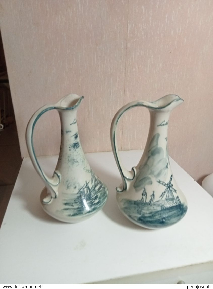 2 Vases Soliflore Ancien Hauteur 19 Cm - Vazen