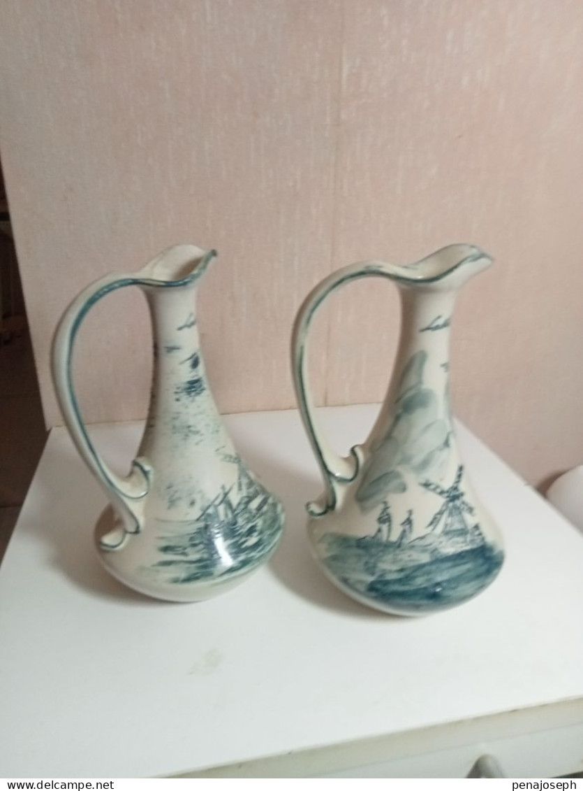 2 Vases Soliflore Ancien Hauteur 19 Cm - Jarrones